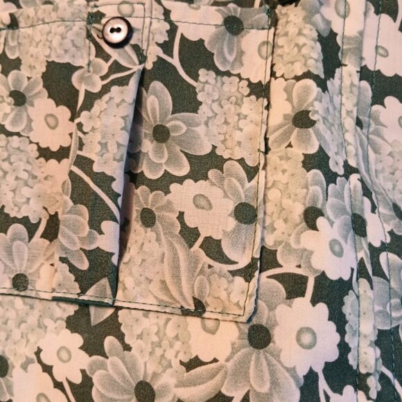 New Fall Floral Tote Shopper shoulder Bag Green White Double handle Carryall - Picture 9 of 12